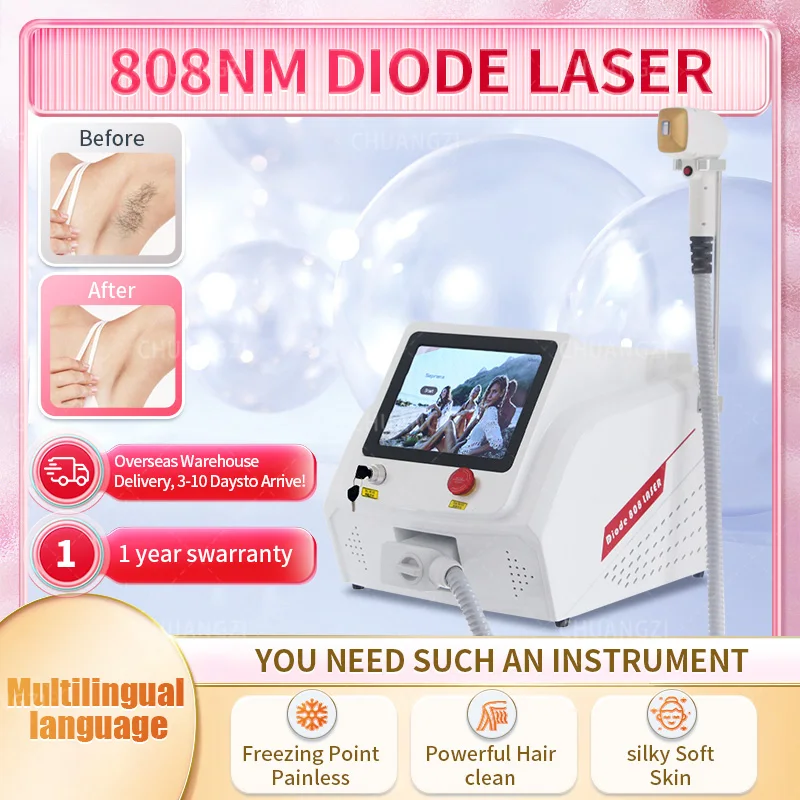 2024 Portable Newest 2000W Diode Laser Hair Removal Machine 3 Wavelength Ice Platinum Hair Removal 755nm 808nm 1064nm  Equipment