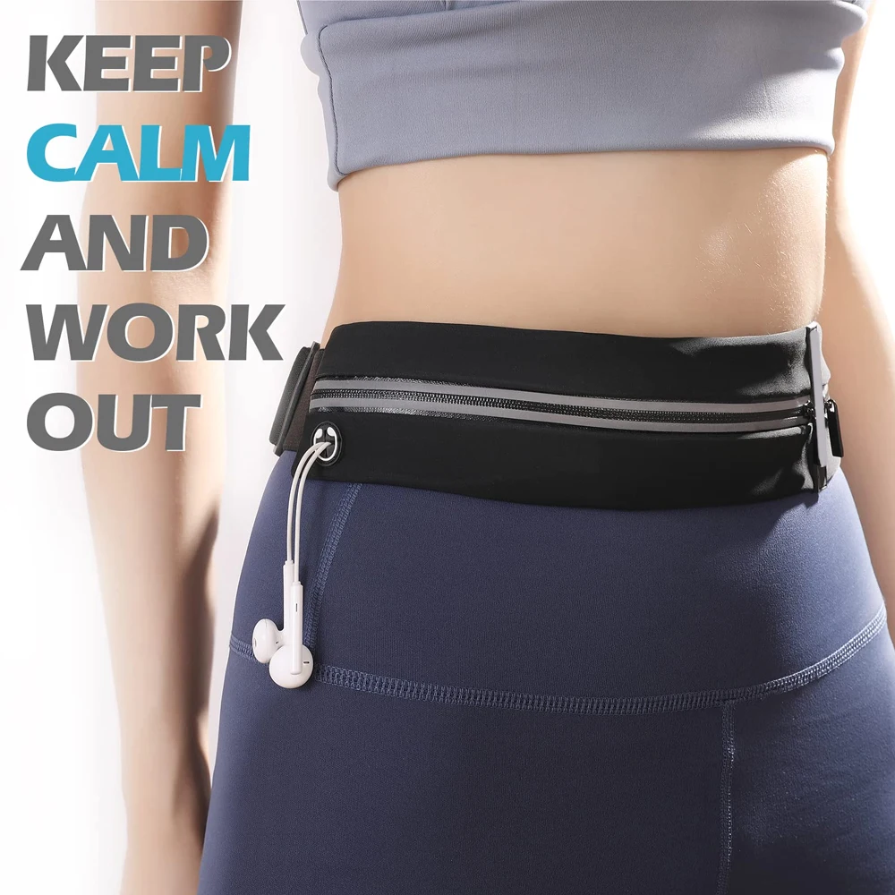 1PC Women Men Running Belt Fanny Pack,Running Waist Pack,Fitness Workout Bag No-Bounce Adjustable Sport Travel Cell Phone Holder 2