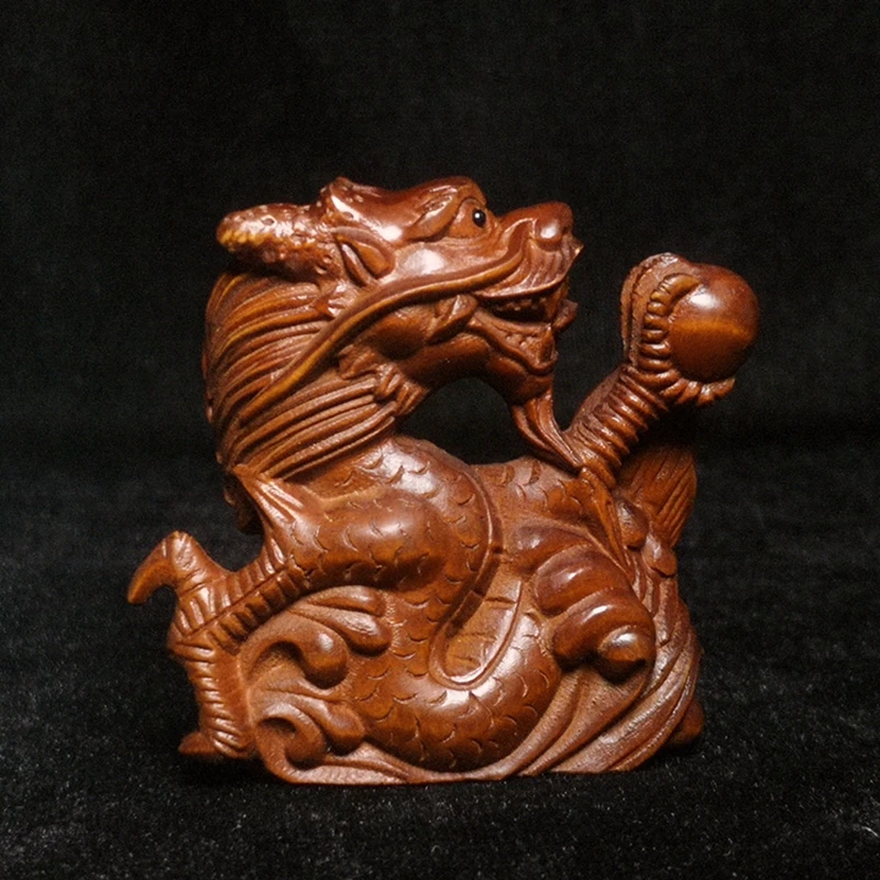

Японская резная статуя дракона Самшит ручной работы Netsuke Коллекция подарков 5,7 см
