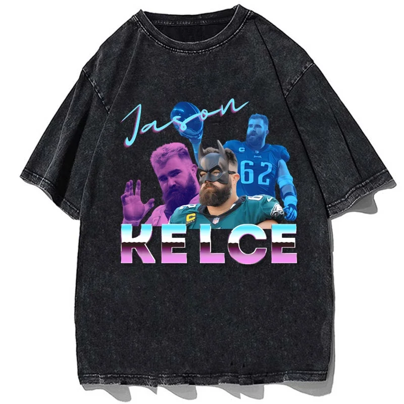 Maglietta Stampata Nfl Jason Kelce Maglietta Estiva Da Uomo Allentata A Maniche Corte T-Shirt Oversize In Cotone Vintage T-Shirt Unisex Streetwear