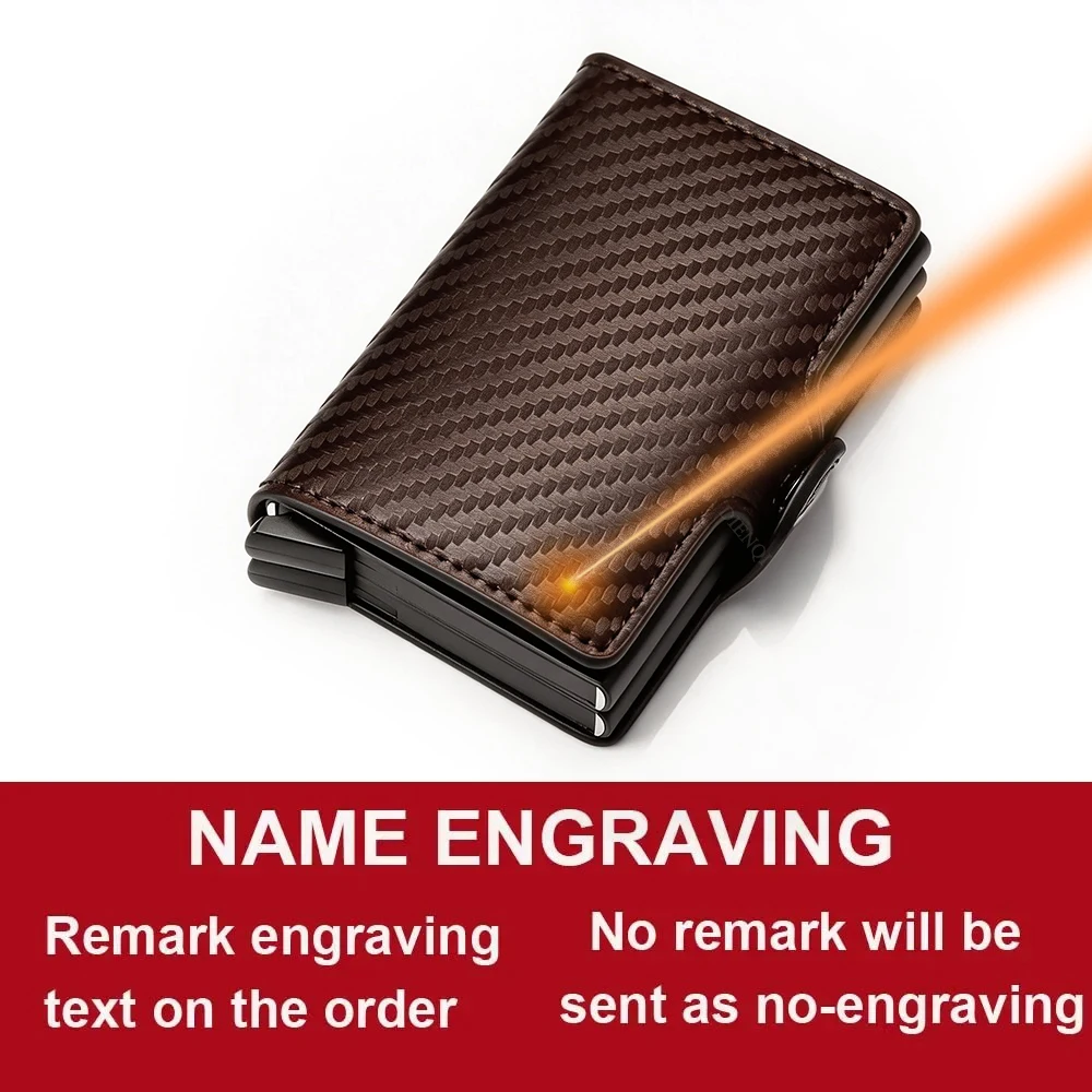 Gravierte Namens-Carbonfaser-Mini-Pop-Up-Geldbörse, personalisiertes Geschenk, RFID-Schutz, hochwertige Herrenbrieftasche, 12 Kartenfächer, kleine Geldbörse – Detail 8