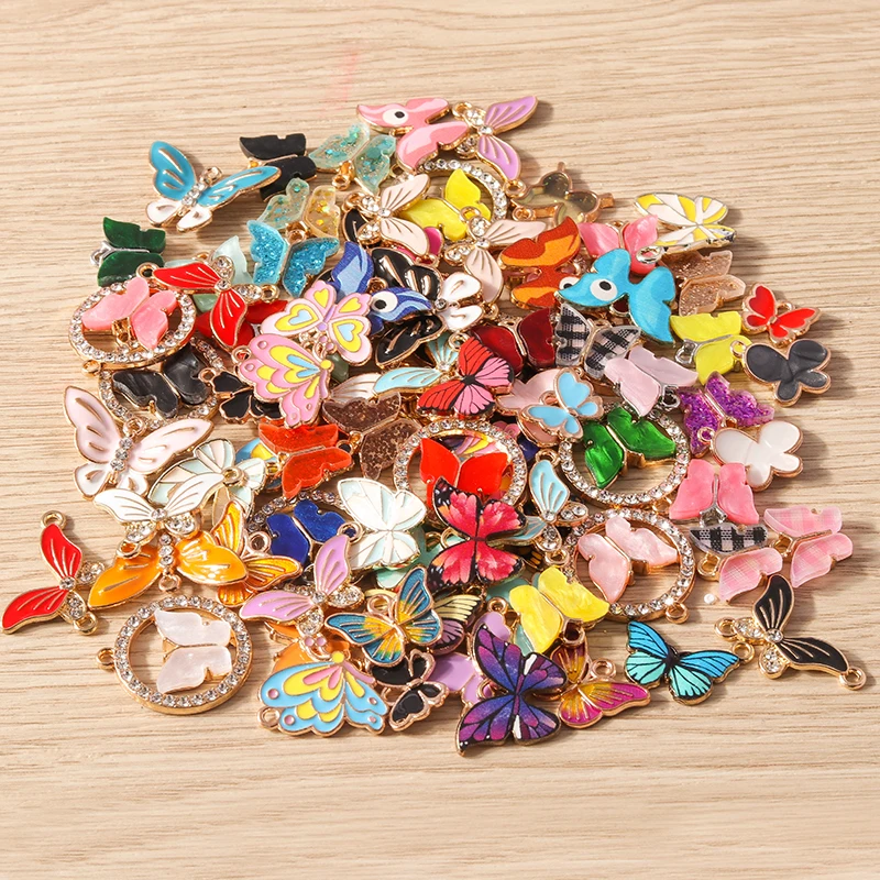 10 teile/los mischen niedlichen Tier Charms Emaille fliegenden Schmetterling Charms Anhänger für Schmuck machen DIY Ohrringe Halsketten Handwerk Geschenke – Detail 3