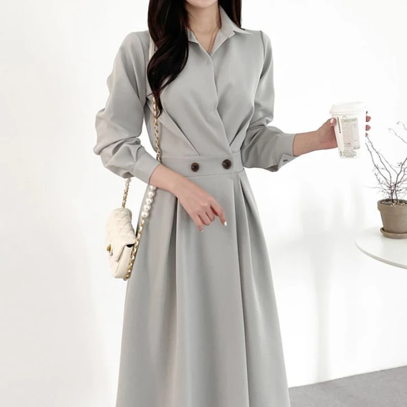 Women's French Long-Sleeved Shirt Dress