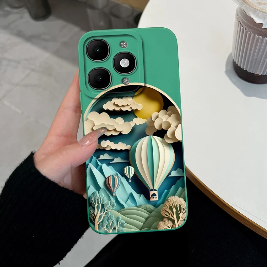 Pretty Floral Liquid Silicone Shockproof Phone Case with Screen Protector