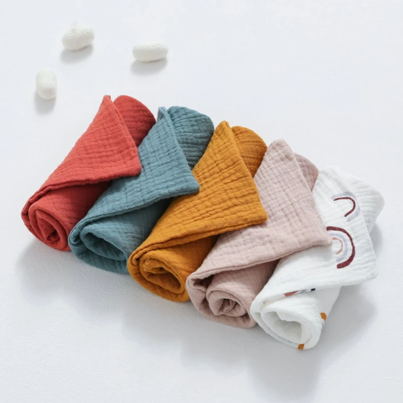 10Pcs Baby Square Towels Infants Wash Hand Face Towel Handkerchief Feeding Bib Burp Cloth Soft Crepe Muslin Saliva Towel