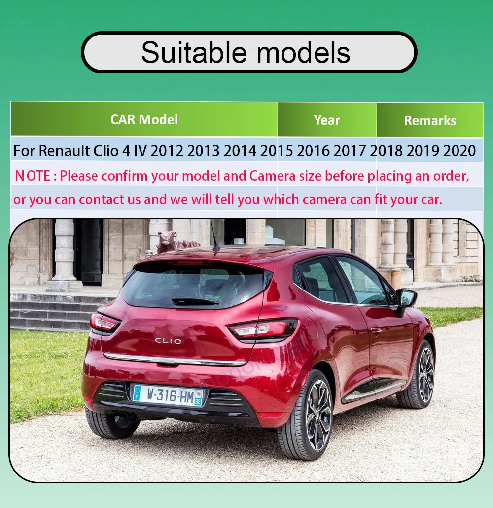 Auto Rückansicht Kamera Für Renault Clio 4 IV 2012 2013 2014 2015 2016 2017 2018 2019 2020 HD Nachtsicht AHD 1080P 170 ° Fischauge – Detail 2
