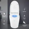 Heated Seat Smart Toilet, One Piece Toilet, Automatic Flush Tankless Toilet Without Bidet, Foot Sensor Flush, Blue Night Light 3