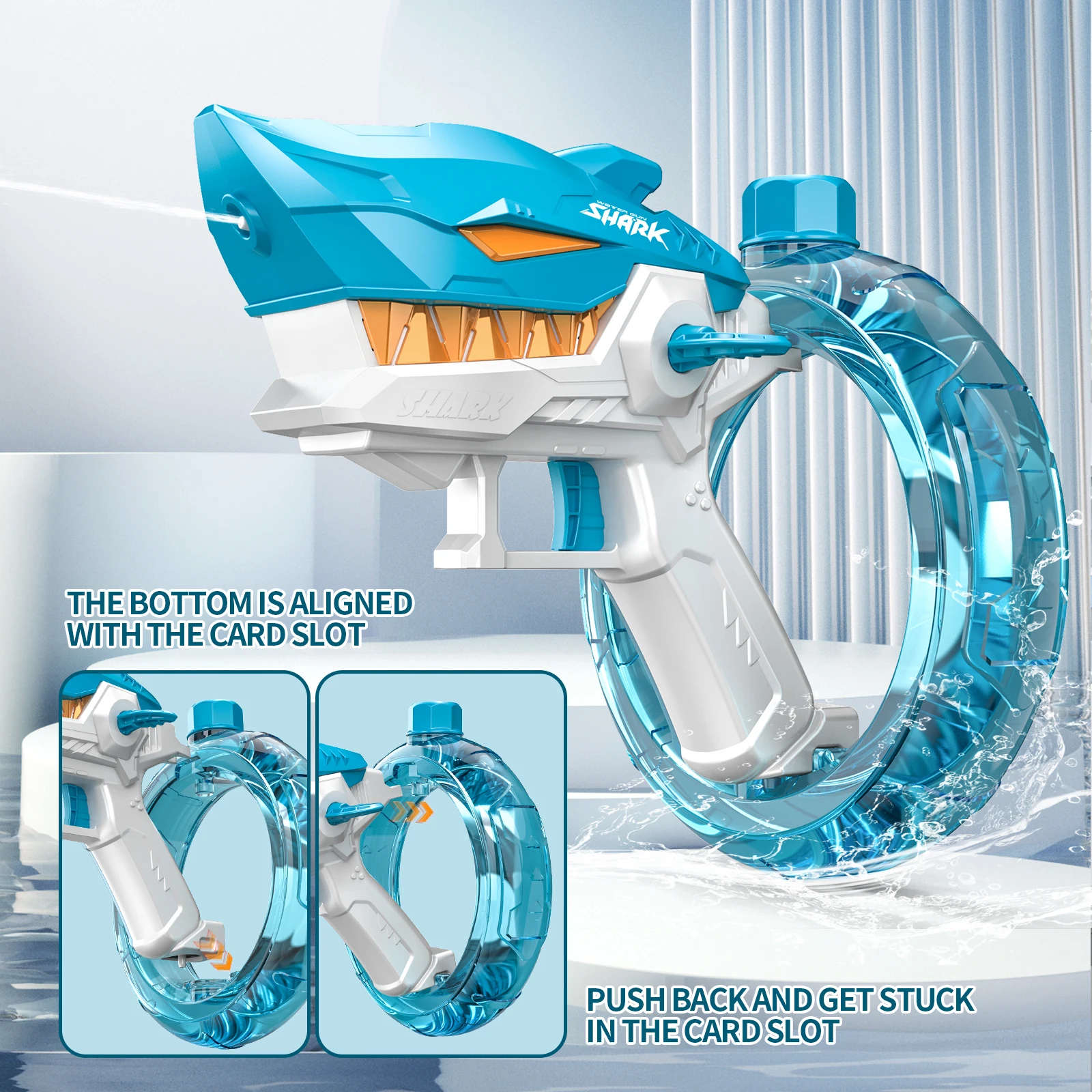 2024 New Poly Ring Electric Repeater Water Gun Toys for Children Spraying High Pressure Mechanical Shark Splash Water Festival 2