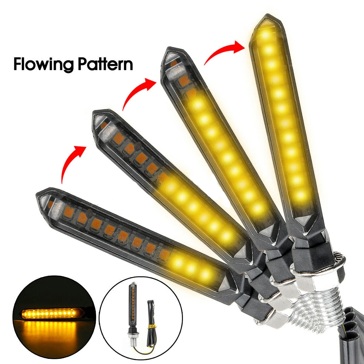 Motorcycle Accessories Amber Yellow Light Strip-Shaped Flasher For Super Cub Xmax 250 Xt660X Panigale V2 Fz6 Yamaha Honda Rebel