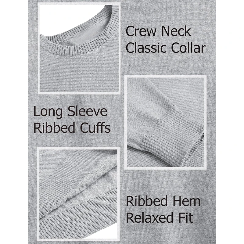 Autumn Men's Dress Crew Neck Sweater Slim Fit Lightweight Sweatshirts Knitted Pullover Casual Fashion Long Sleeve Sweater 5