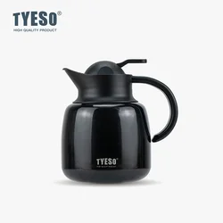 Tyeso Pumpkin - Shaped Stainless Steel Insulated Water Bottle with Removable Tea Infuser, Large Capacity - 1000ML (Black)