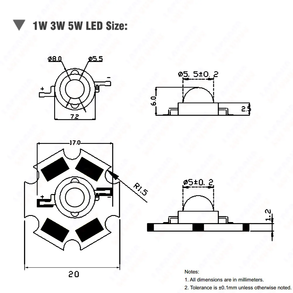 3W 5W LED UV Lamp Light Bulbs UVA Chips Ultraviolet 365nm 370nm 375nm 380nm 385nm 395nm 400nm 410nm 420nm For Scanning Printer