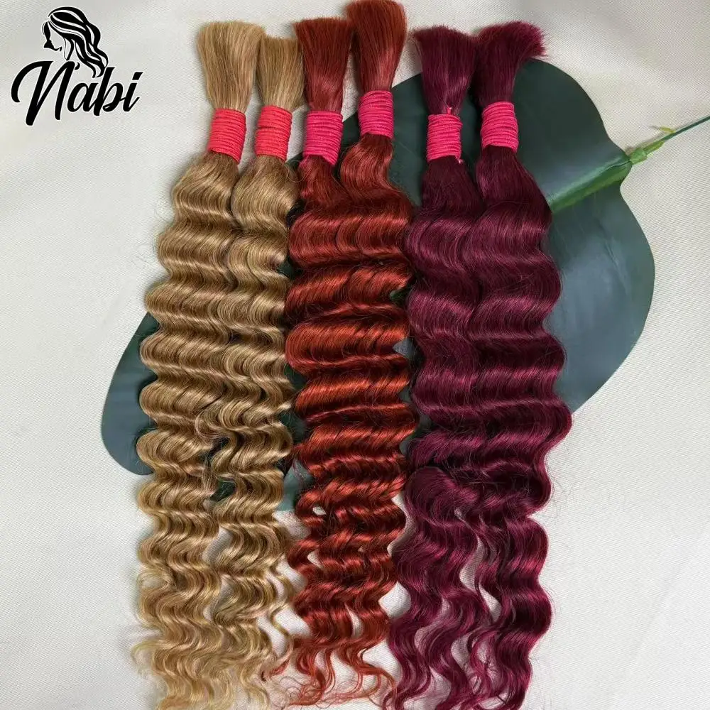 Nabi Bulk Buy Deep Wave 99J# 4/27# Braiding Hair Boho Braids Human Hair Bulk No Weft Natural Extension for Braiding