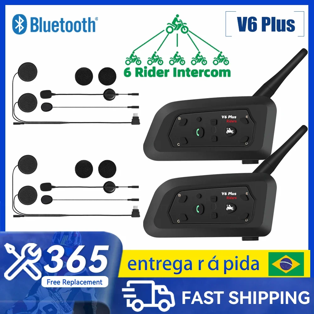 

Bluetooth-гарнитура для мотоциклетного шлема V6 Plus, 1200 м