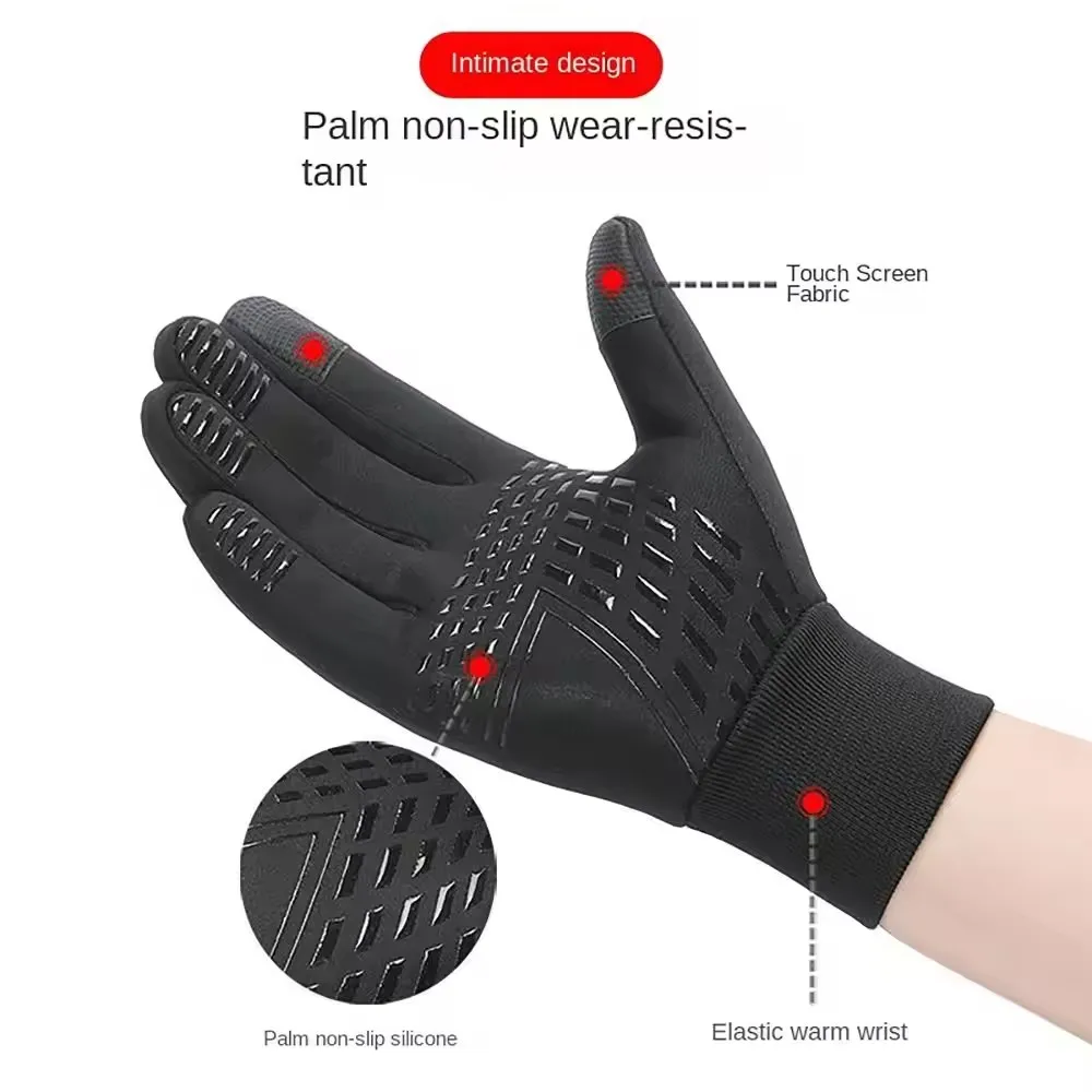 Touch Screen Cycling Gloves for Men & Women Warm Velvet Non-Slip Waterproof Autumn Winter Motorcycle Camping Ski Gloves
