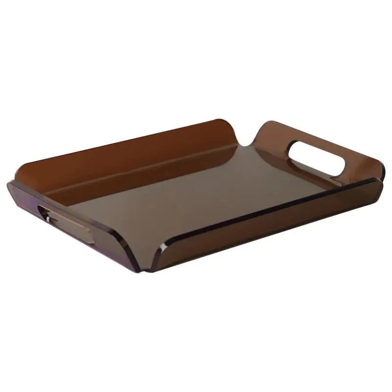 Acrylic Serving Tray with Handles for Cosmetics Perfume,Spill-Proof Organizer,Space-Saver,Food & Drink Server Home Storage Décor 6
