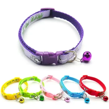 1pc Adjustable Pet Dog Collar Cute Printing Pattern Cat Bell Collar Puppy Chihuahua Necklace Safety Buckle Pets Kitten Supplies
