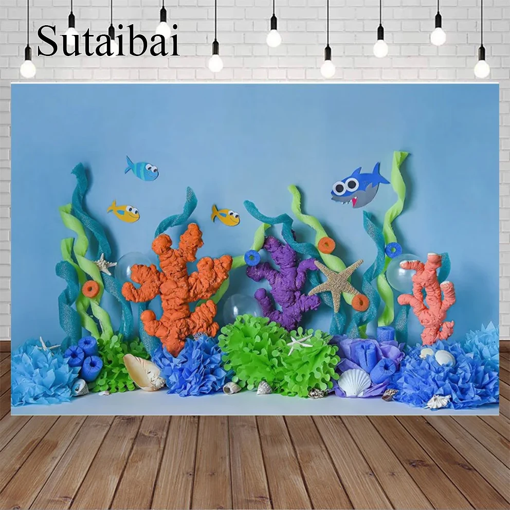 BabyBirthdayUnderwaterWorldSharkPhotographyBackdropPhotocall