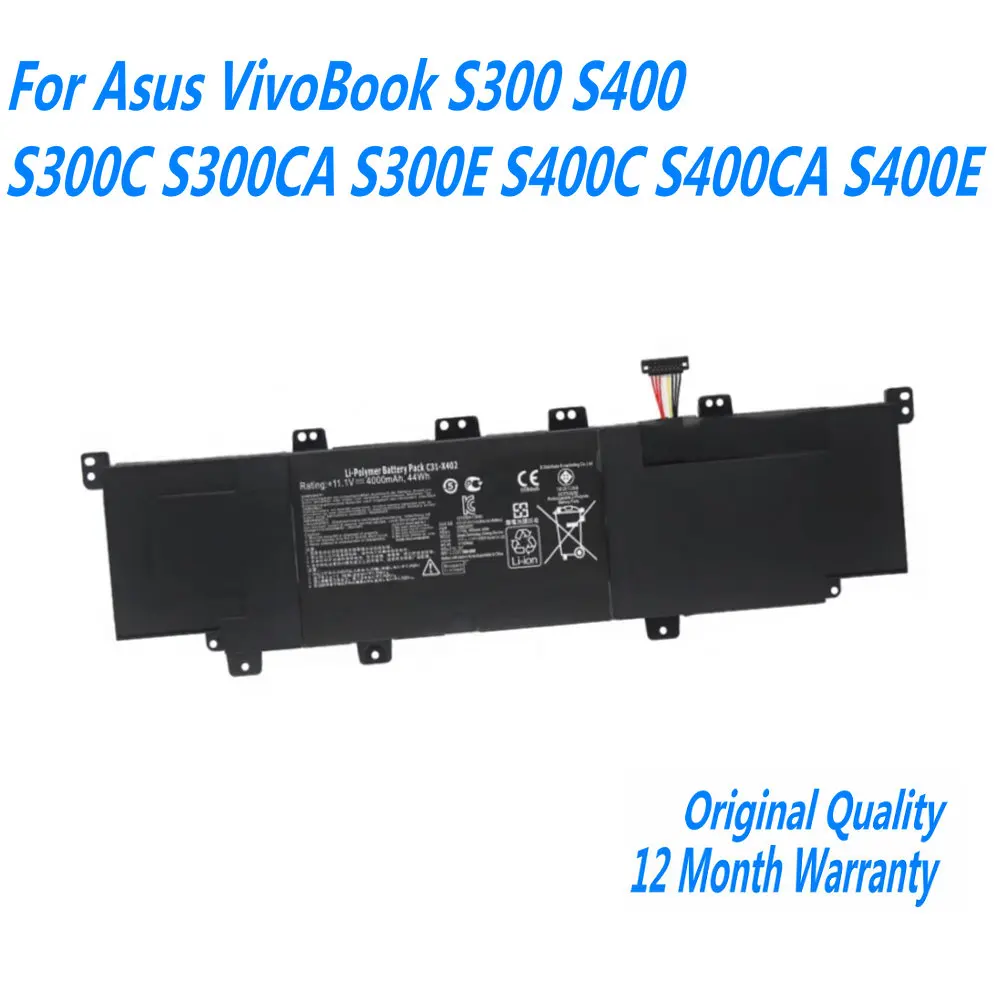 

New 11.1V 4000mAh 44Wh C31-X402 Laptop Battery For Asus VivoBook S300 S400 S300C S300CA S300E S400C S400CA S400E C31-X401