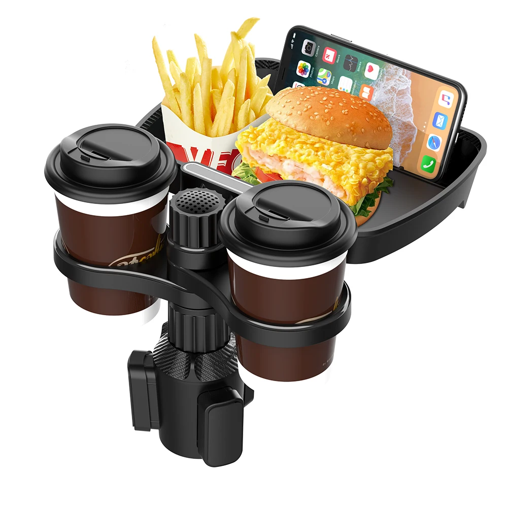 Universal Cup Holder Tray 360 Rotating Plastic Car Cup Holder Tray