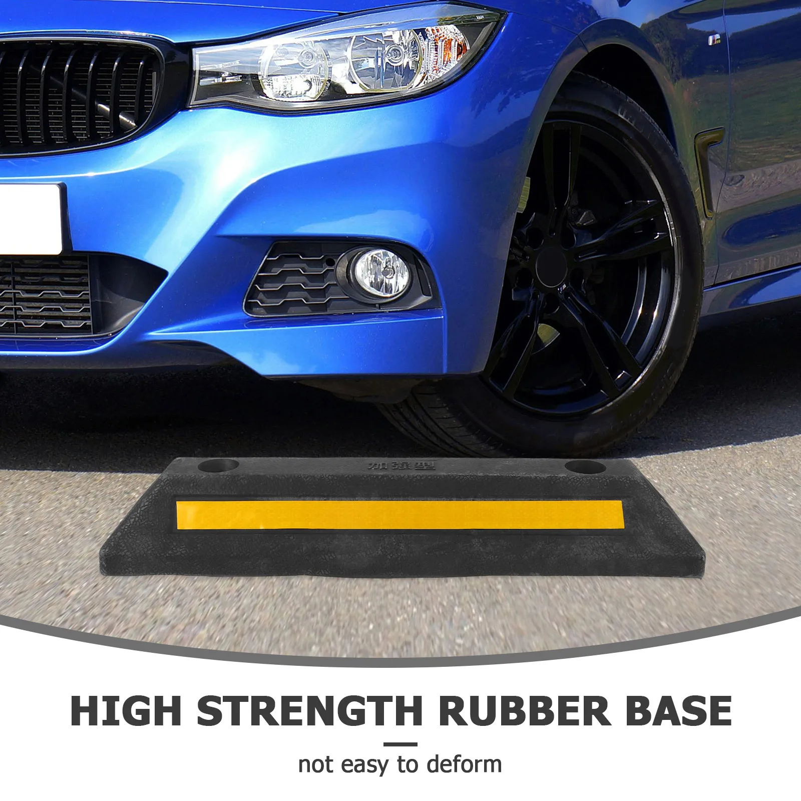 Rubber Stopper Car Tire Stops for Garage Floor Heavy Duty Parking Curb Vehicles Indicator Wheel With Yellow Reflective Tape