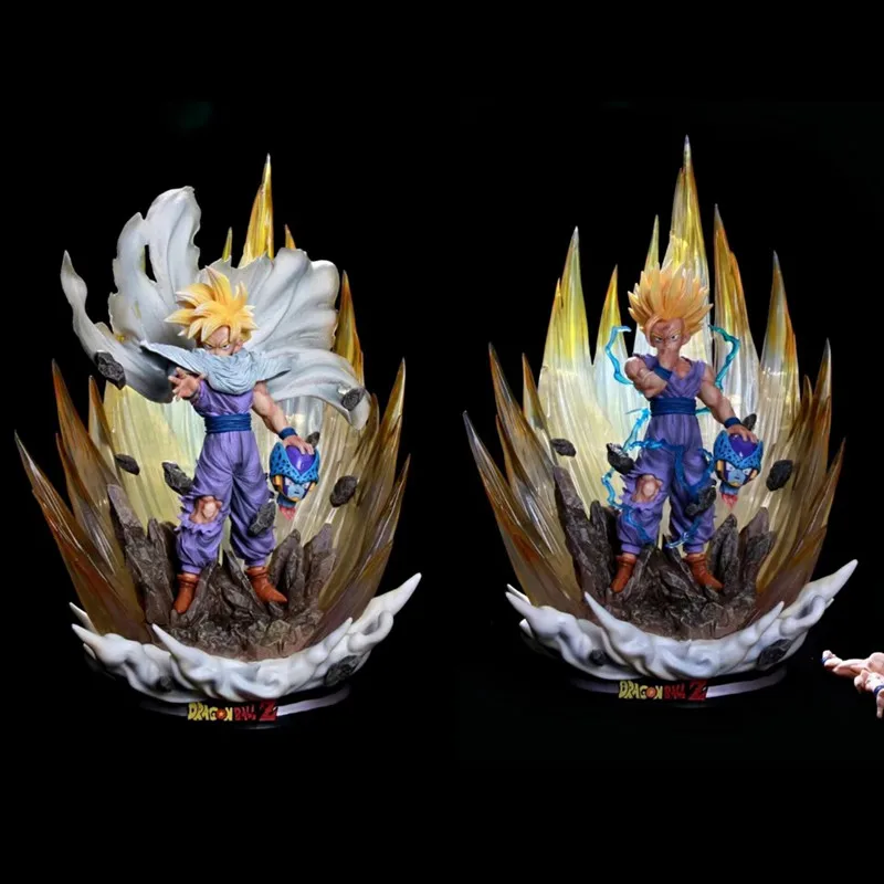 

41cm Dragon Ball Z Son Goku Figure GK Super Saiyan Cloak Style Gohan Can Light Action Figure PVC Collection Model Doll Toy Gifts