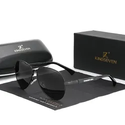 Stylish Titanium Alloy Polarized Pilot Sunglasses (Black Gray)