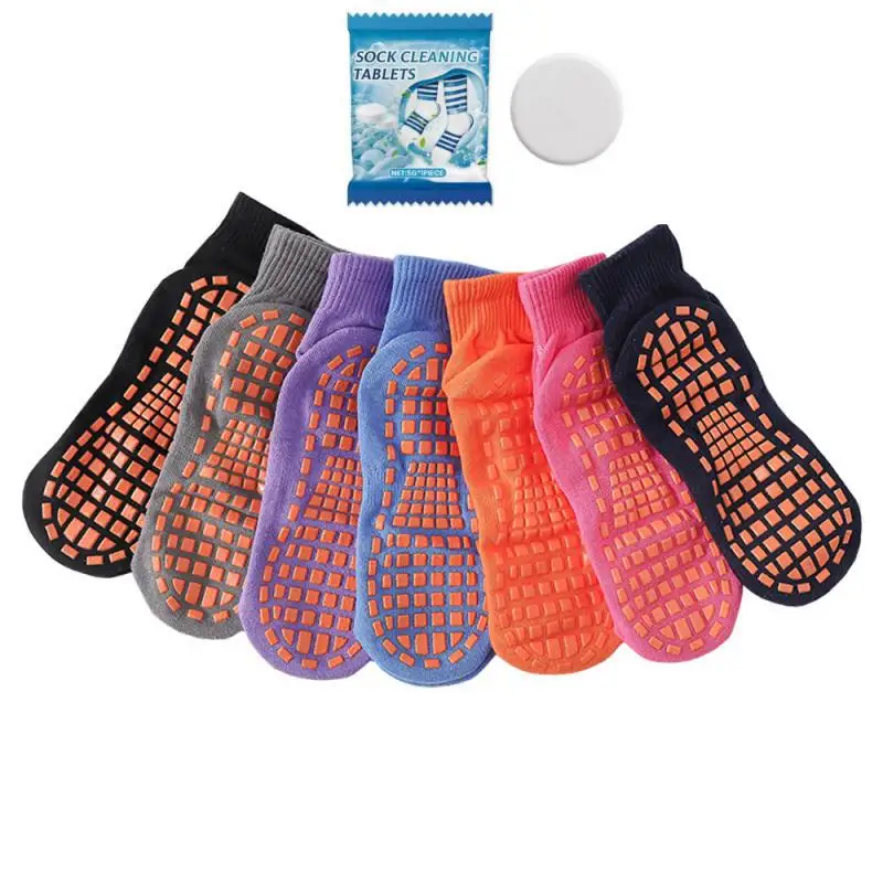 1 pairs Yoga Pilates Trampoline Women Socks for Adult Silicone Anti-Slip Grip Cotton Socks Floor Foot Massage Fitness Clot
