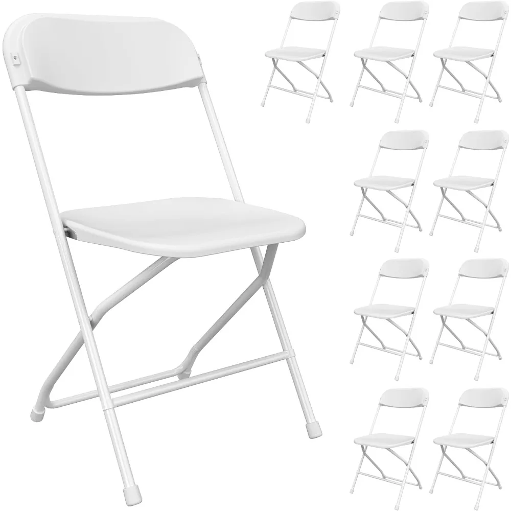 10 Pack Folding Chairs, Portable Party Plastic Chairs, Stackable Commercial Seats with Steel Frame, 350lbs Capacity 6