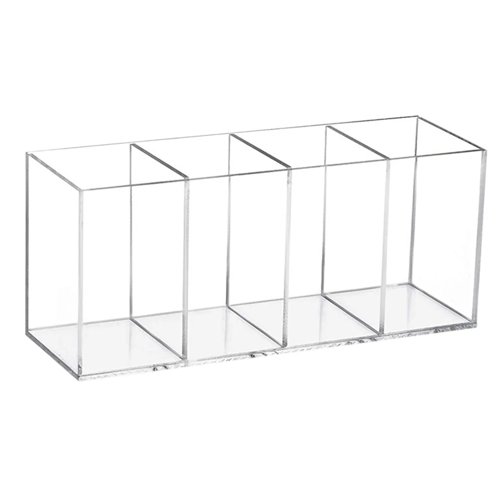 

Four Grid Storage Tube Cosmetics Holder Makeup Brush Holder Pencil Acrylic 4 Compartments