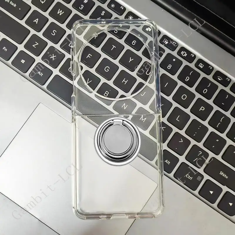Tecno Phantom V Flip Back Ring Holder Bracket Phone Cover - Soft TPU Silicone Case