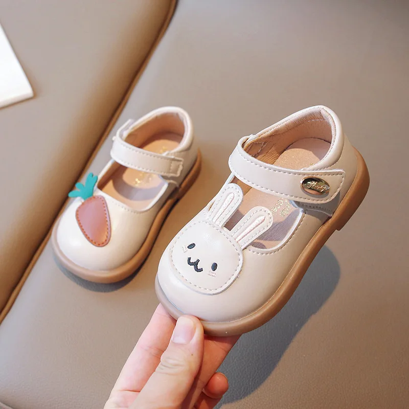 

Children Leather Shoes Girl's Cute Bunny Quality Leather Shoes Soft Sole Non-slip Princess Single Shoes Size 16-30