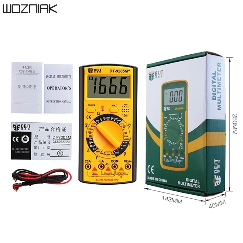 BEST Multimeter DT-9205M+ Upgraded version Wholesale BEST 9205M Handheld LCD Screen Digital Multimeter With buzzer Test Meter