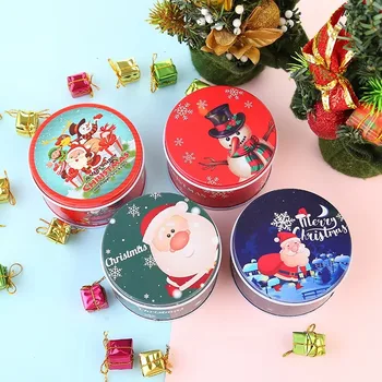New Christmas Candy Box Packaging Creative Christmas Iron Candy Box Round Ball Tinplate Fruit Box Holiday Gift Packaging Boxes