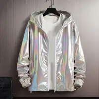 Veste de protection solaire printemps automne coloré visage brillant vêtements de protection solaire mince à la mode coupe-vent à capuche manteau veste vêtements de rue 3