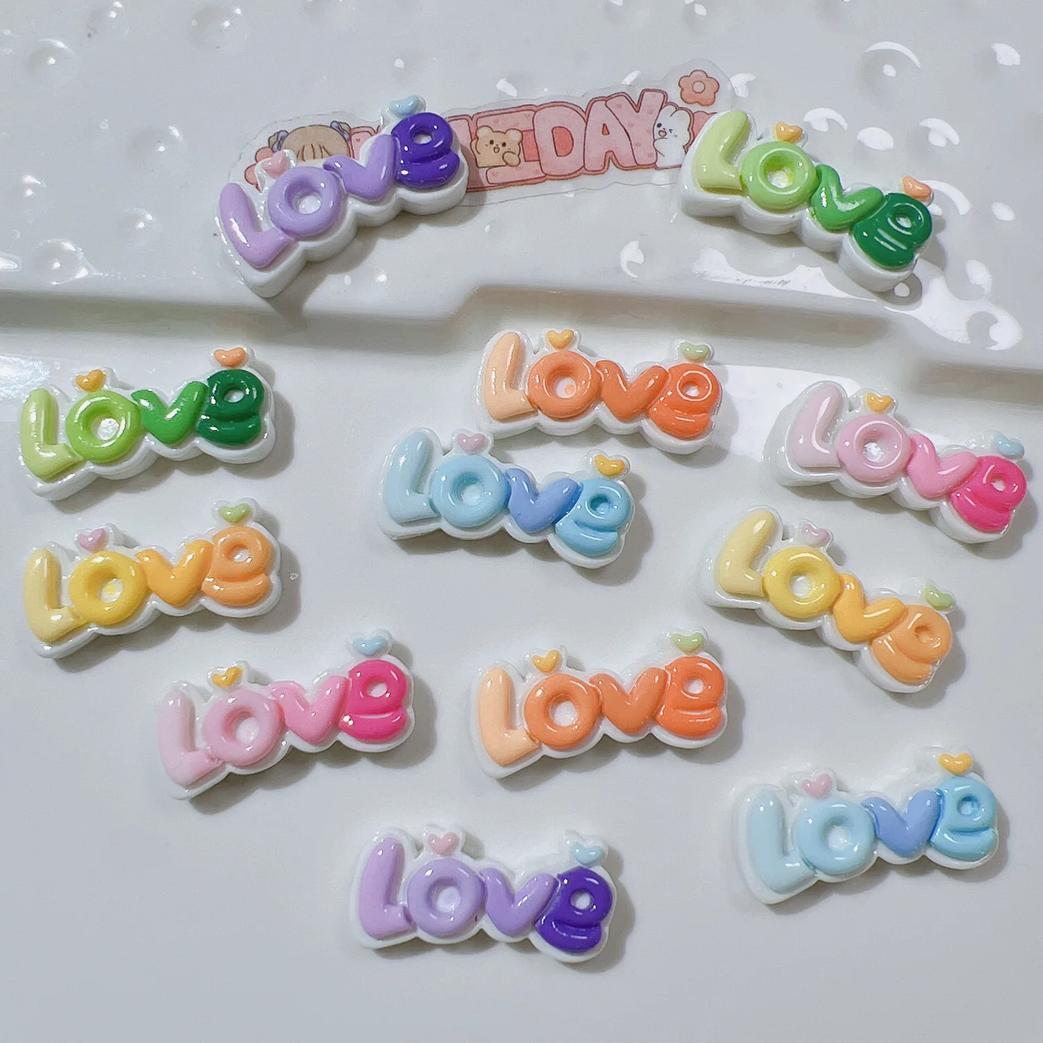 Resin LOVE flat back Embellishments 10pcs resin embellishments resin flower embellishments simulation stones decor accessories