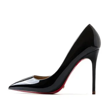 Plus Size 34-44 Sexy Red Shoes Rubber Bottom Pointed Toe Spring Shallow Women Pumps Dress Party Wedding High Heels