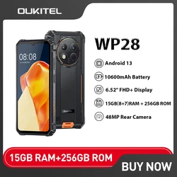 Global Oukitel WP28 256GB ROM 8GB RAM 10600mAh Rugged Smartphone Android13 Octa Core 6.52 Inch HD+ 48MP Camera 4G Cellphone NFC