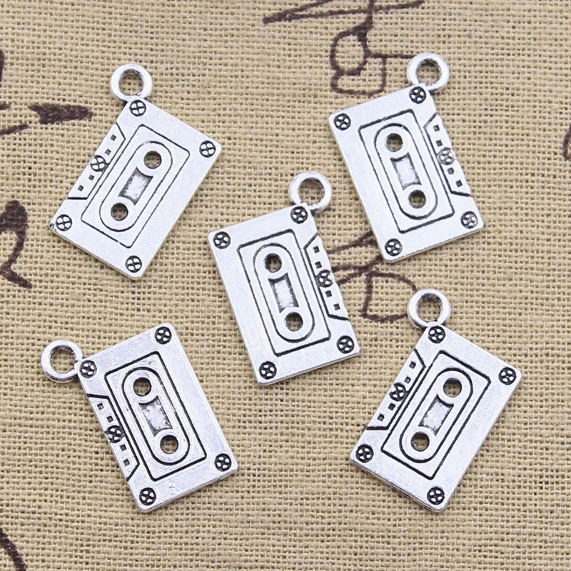 20 Stück Charms Retro 80er Jahre Kassettenband 20x13mm Antik Silber Farbe Anhänger DIY Handwerk Herstellung von Erkenntnissen Handgemachter tibetischer Schmuck