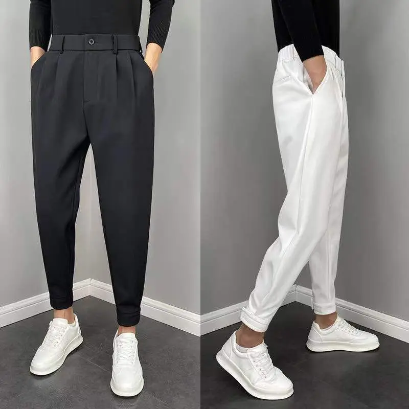 Men's Spring Summer Thin Button Simplicity Pants Handsome Pockets Solid Color Zipper Fashion Casual Clothing