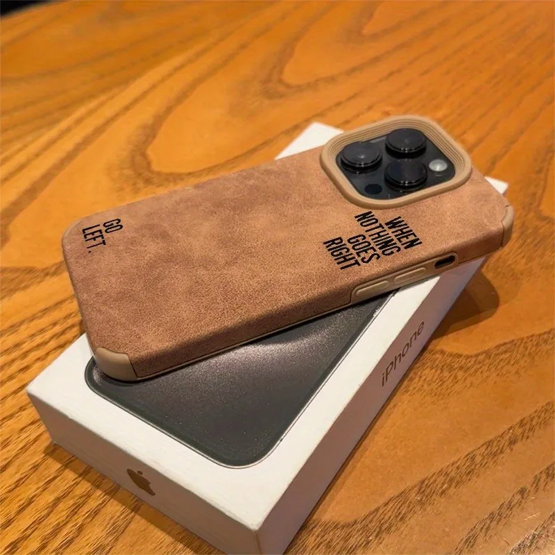 Elegant Faux Leather Textured Phone Case with Minimalist Letter Design