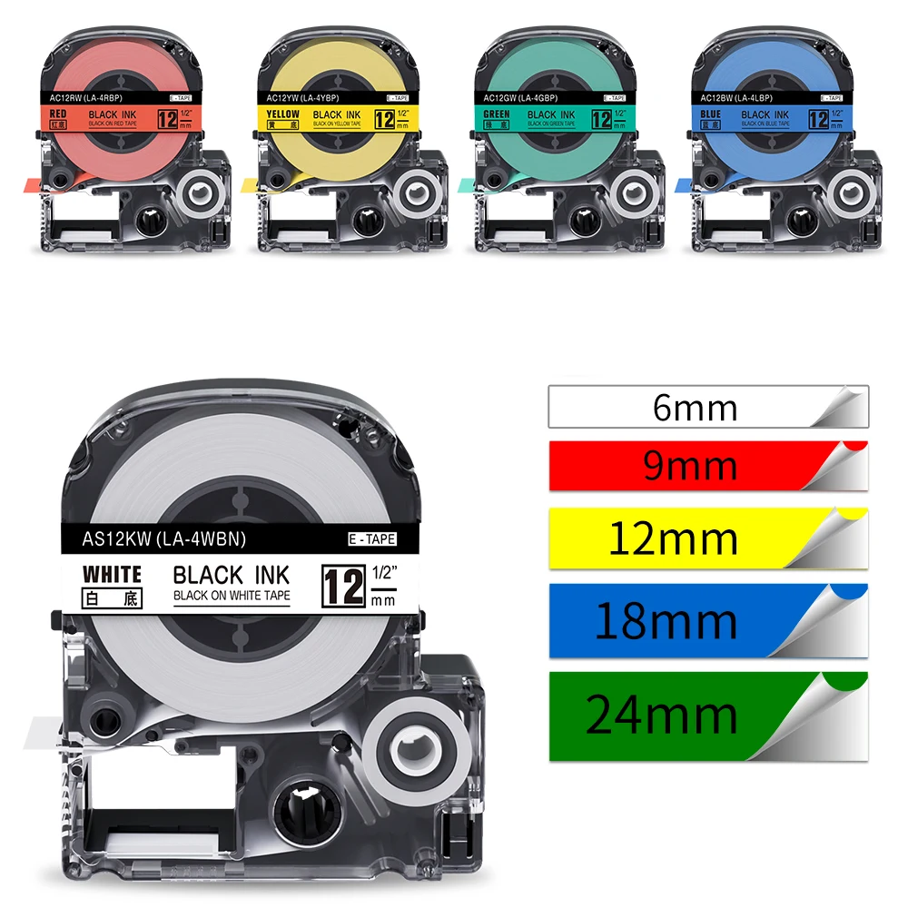 

Label Tapes 12mm Compatible Label Tape 6-36mm for EPSON SS12KW Labelworks LW-300 LW-400 King Jim LK-4TBN Label Machine Printer