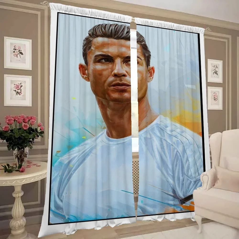 Window Kitchen Curtains for Living Room 2 Pieces Blackout Curtains Door Curtain Cristiano Ronaldo Partition Bedroom Decoration 2