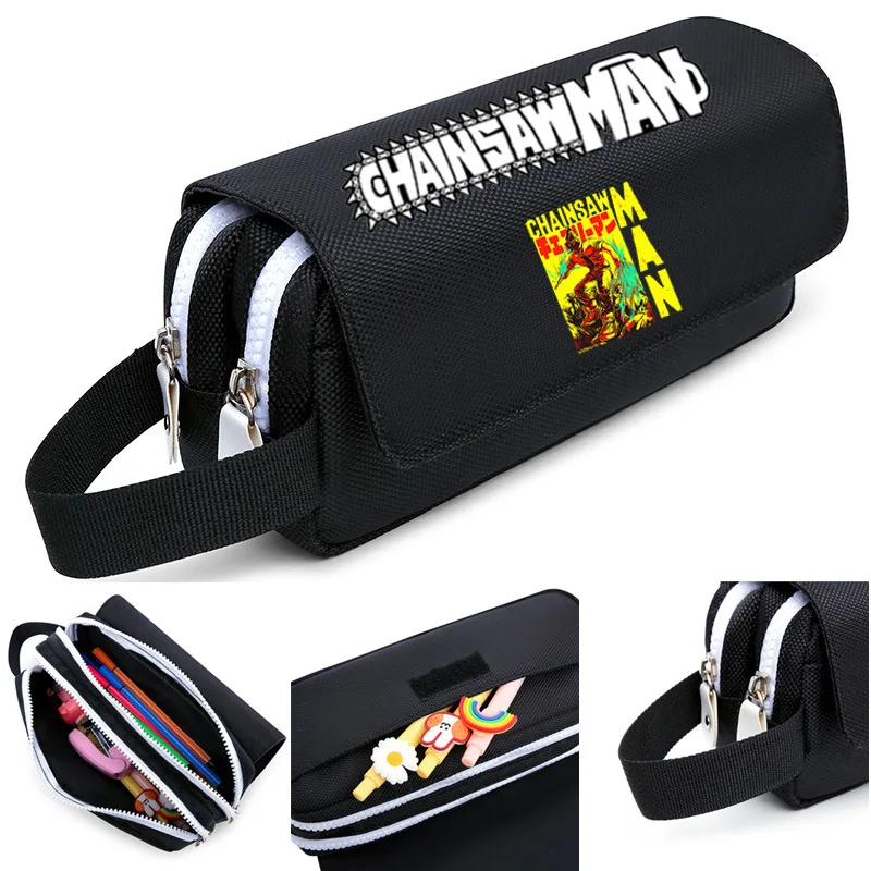 

Chainsaw Man Anime Peripheral Pencil Case Electric Two-dimensional Student Printing Double-layer Zipper Pencil Case Gifts