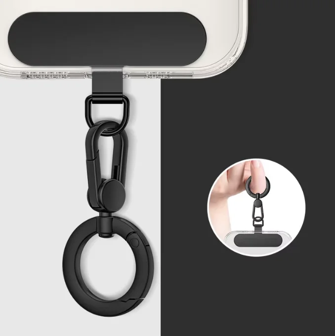 Metal Phone Lanyard Gasket with Rotatable Buckle - Steel Clip Card Cord Tab