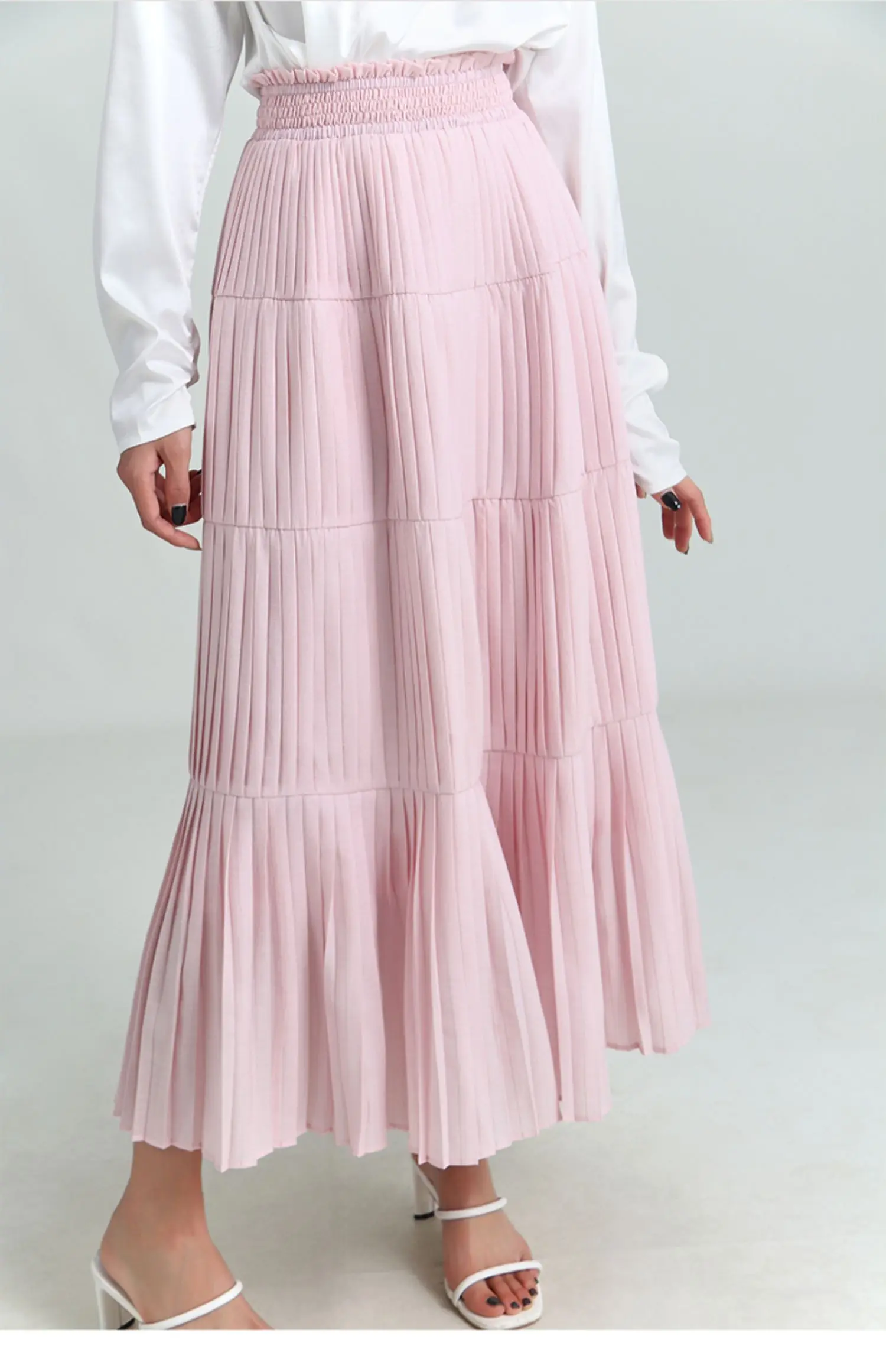 

Women's Fashion Spring Summer Pink Pleated Skirt Female Autumn Winter High Waist Basic Vacation Skirt TB1470