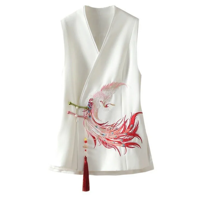 Temperament National Wind Vest Female Spring New Product 2024 Heavy Industry Phoenix Embroidery Chinese-Style Waistcoat Female