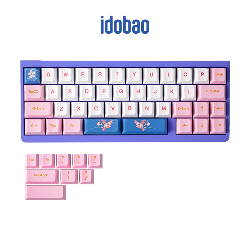 Idobao PBT poškrabané 40% nákres mechanická klávesnice čepice dye-sublimation pink/black/purple/orange/grey cherry/xda/ma poškrabané souprava