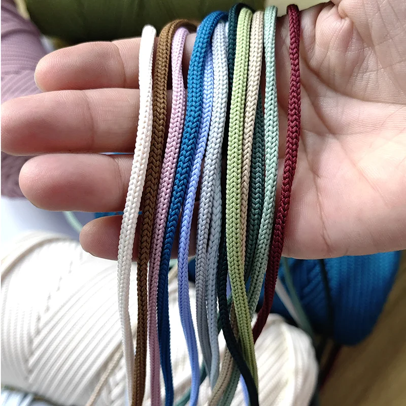 중공 니트 크로 셰 뜨개질 원사, 나일론 코드, 폴리에스터 실, 원형 로프, DIY 핸드백, 지갑 바구니, 청키 트라필로, 400G, 4mm
