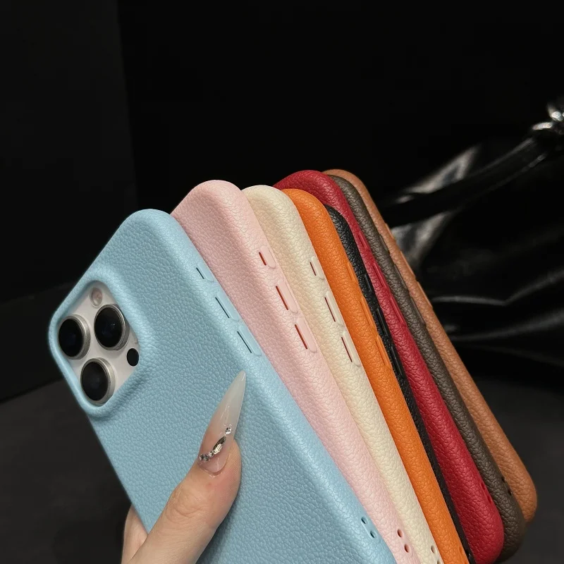 Luxury Leather Texture Matte Shockproof Lichee Pattern Silicone Soft Phone Case